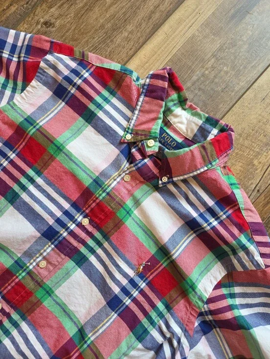 Polo Ralph Lauren - Vibrant Plaid Cotton Oxford Shirt - XL - Multicolor Plaid