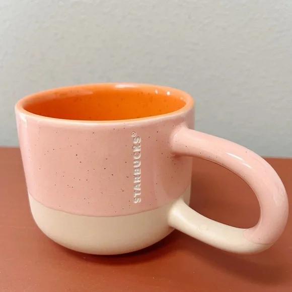 Starbucks Terra Cotta Speckled Two-Tone Long Handle Mug 12 oz Coffee Tea