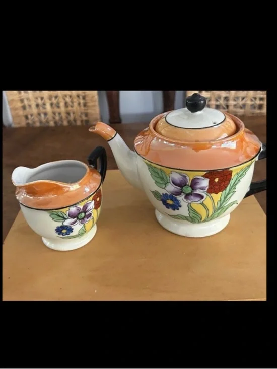 Vintage Chikatamachi By Noritake Tea Pot And Creamer Made In Japan Hand Painted