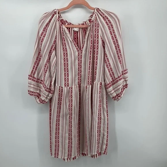 Velvet by Graham & Spencer Red and White Bishop Sleeve Sundress Sz Small‎