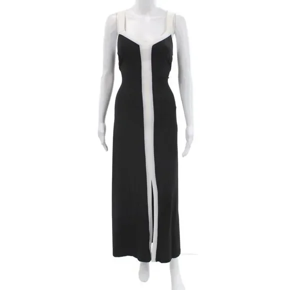 Carmen Carmen Marc Valvo Womens Maxi Slip Dress Black Square Neck Size M