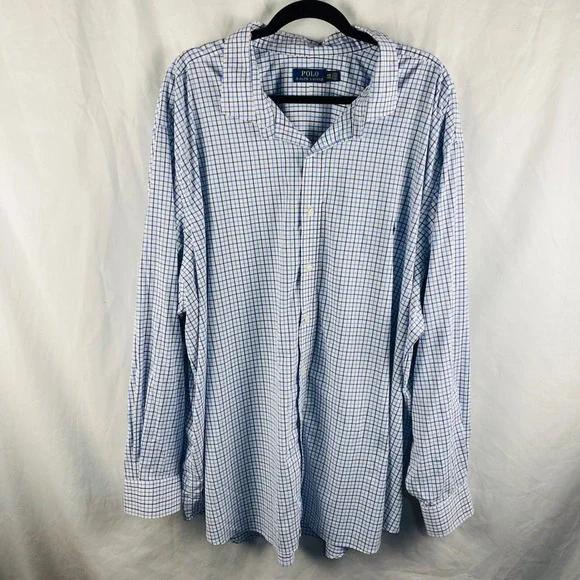 Polo Ralph Lauren Men's Nylon Check Long Sleeve Lightweight Button Down Shirt 4X