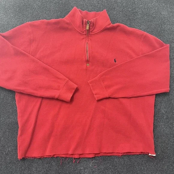 Polo‎ Ralph Lauren Sweater Mens 2XLT Red Half Zip Mock Neck Pony Logo Pullover