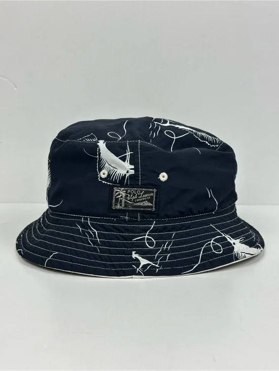 Polo by Ralph Lauren Reversible Cream Bucket Hat with Black Polo Player Logo