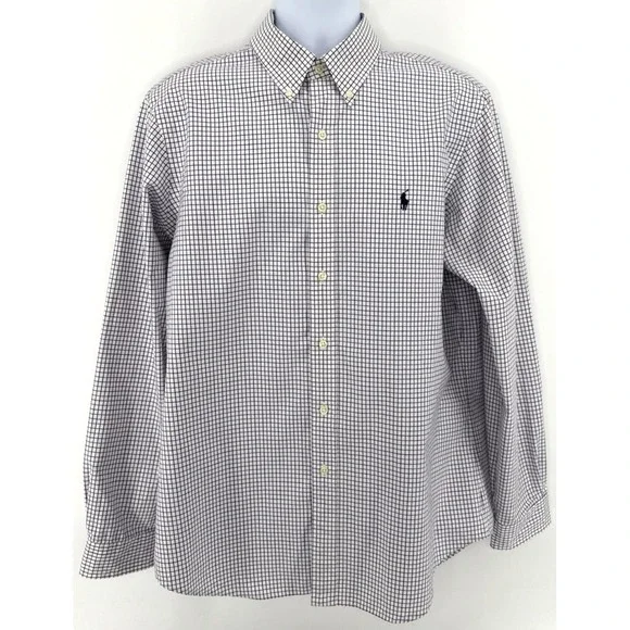 Polo‎ Ralph Lauren Men's Button Down Shirt L Plaid Check Long Sleeve Cotton