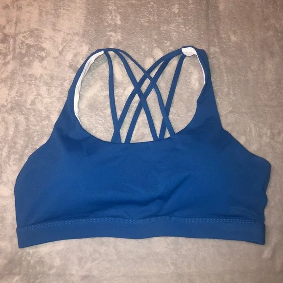 Running Girl Strappy Medium Impact Sports Bra Women's‎ Size XL Royal Blue New