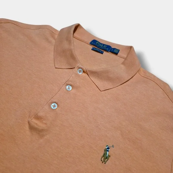 Polo‎ Ralph Lauren Classic Fit 1/4 Quarter Button Size Large Flesh Pony Orange