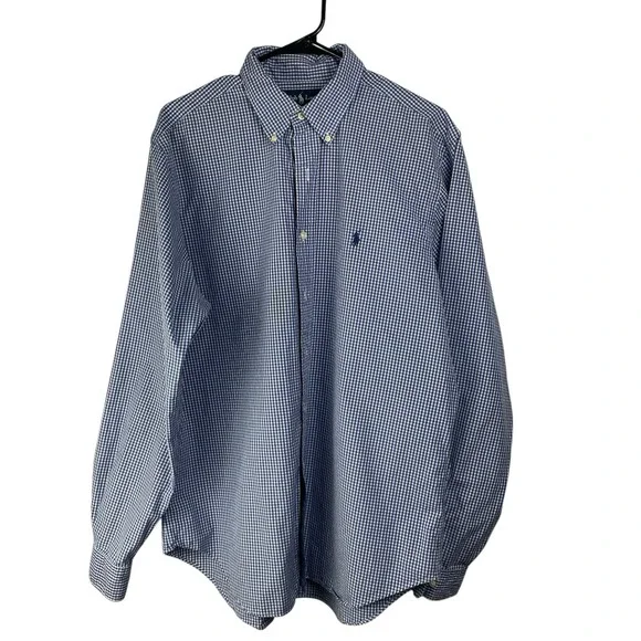 Men's Polo Ralph Lauren‎ Slim Fit Plaid Button Up Long Sleeve Shirt 16.5 36/37