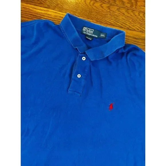 VTG Polo by Ralph Lauren Mens XXL Short Sleeve Blue Red Pony Y2K Preppy‎