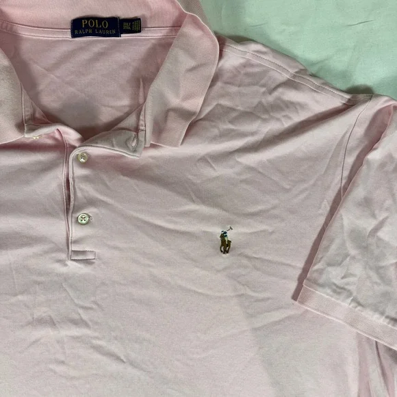 Polo Ralph Lauren Polo Shirt Mens 3XLT Pink Excellent Short Sleeve Tall Pony