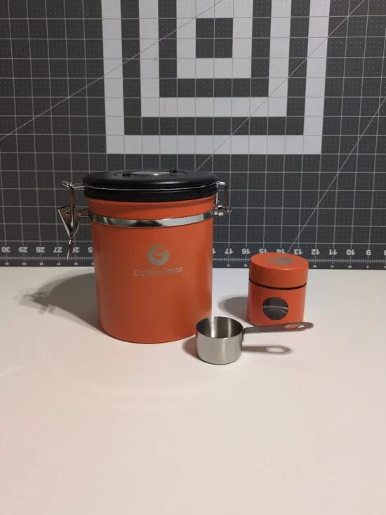Coffee Gator Orange Canister Set 16 oz Sealed Stainless Steel Coffee Jar Scooper