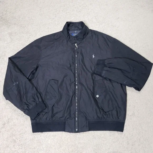 Polo Ralph Lauren Harrington Jacket Mens XL Black Full Zip Bi-Swing Windbreaker