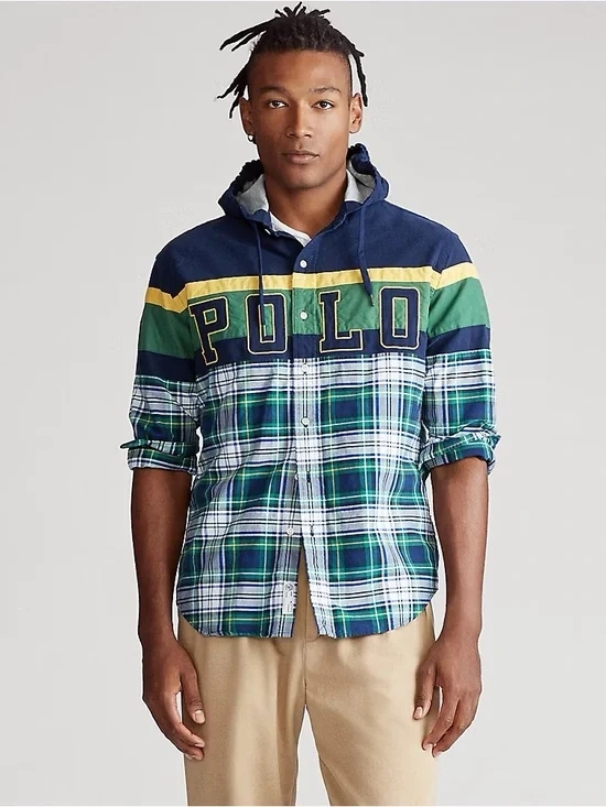 Polo Ralph Lauren Patchwork Oxford Hooded Shirt