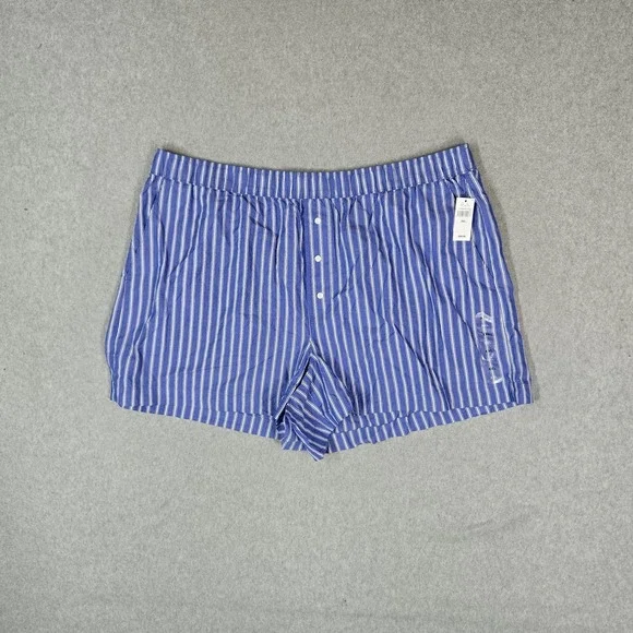 GAP Women Sleepwear XXL Blue Shorts Striped Pajama Pants Organic Cotton NWT