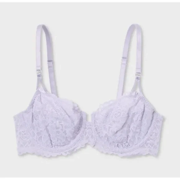 40DDD   Lace Unlined Comfort Wire Balconette Bra‎ Lavender