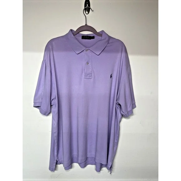 Polo Ralph Lauren Short Sleeve‎ Polo Shirt Mens 2XLT Lavender Cotton Pony Logo