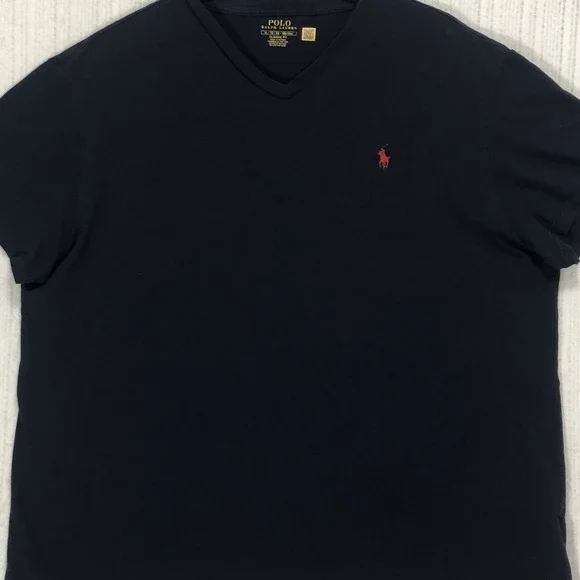 Polo Ralph Lauren Mens XL Navy Blue V-Neck Short Sleeve Pony Logo T-Shirt