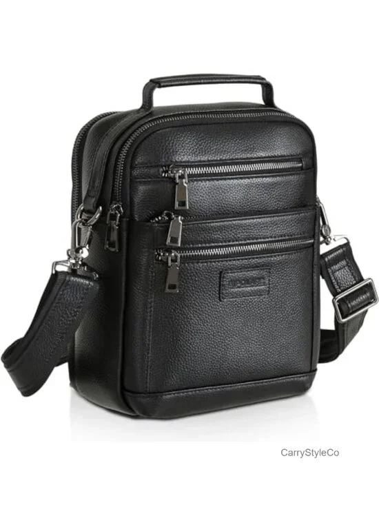 Vintage Italian Leather Messenger Bag Crossbody Shoulder Bag for Men