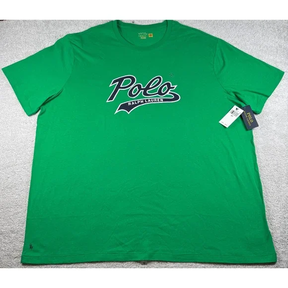 Polo Ralph Lauren T-Shirt HOLE Mens 4XLT Green Script Logo Short Sleeve Tee NWT
