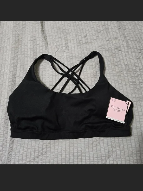 Victoria's Secret Black Crisscross Strappy Sports Bra NWT