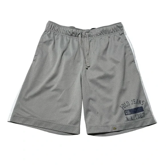 Vintage Polo Ralph Lauren Men's Mesh Baggy Gym Shorts Gray Blue Size M 32‎ x 9.5