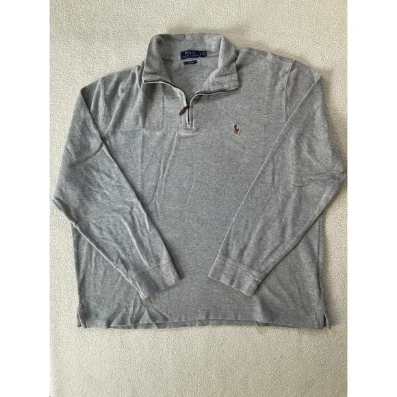 Polo Ralph Lauren Mens Extra Large Quarter Zip Pullover Grey Estate Rib Sweater