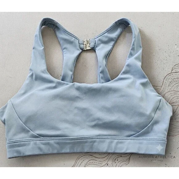 Athleta Advance High Impact Racerback Sports Bra Gray Blue Size 36 Supportive