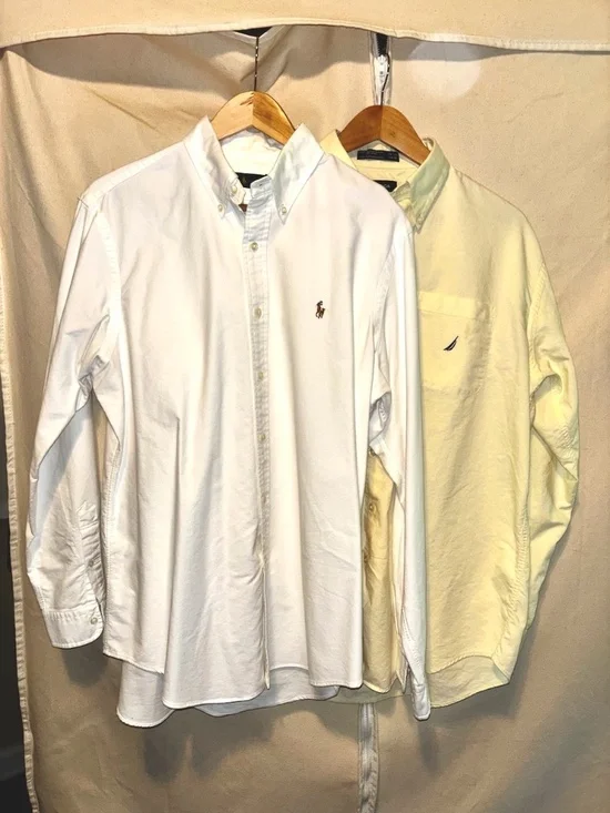 Bundle Two Vintage Men's Oxford Shirts Large Ralph Lauren Nautica Button-down