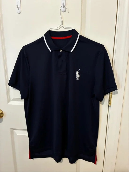 Polo by Ralph Lauren Navy Polo with White Pony & Collar Trim