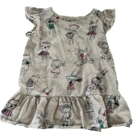 Gap Girls' gray short Sleeve Top with bunny print