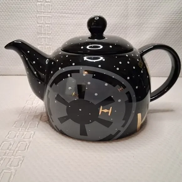 Star Wars Tea Pot Black Galactic Republic's Crest & Tie Fighters Lucasfilm New
