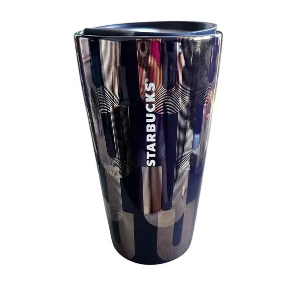 Starbucks Seattle Purple and Gold Siren Mermaid Ceramic Travel Tumbler, Hot Mug,