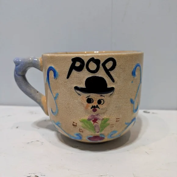 Pop Vintage Mug Pottery‎ Mustache Fathers Day Papa Grandpa Dad