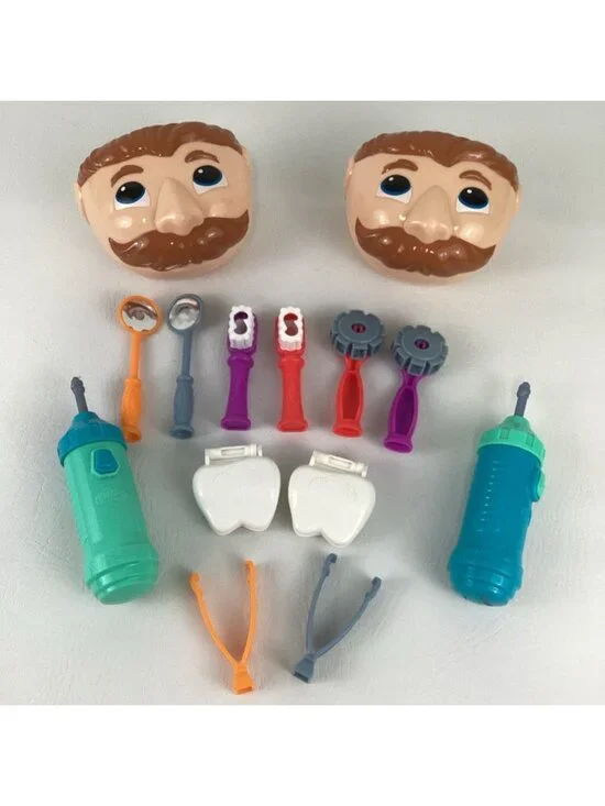 Play Doh Dr Drill N Fill Dentist Playset Bundle Lot Clay Molds Tools Teeth Drill