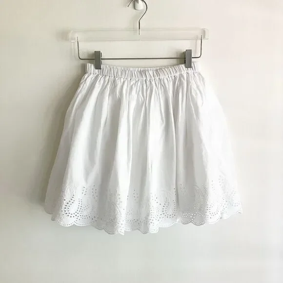 Gap Kids Paisley Eyelet Skirt Girls Size XXL 14-16 White Scallop Cotton
