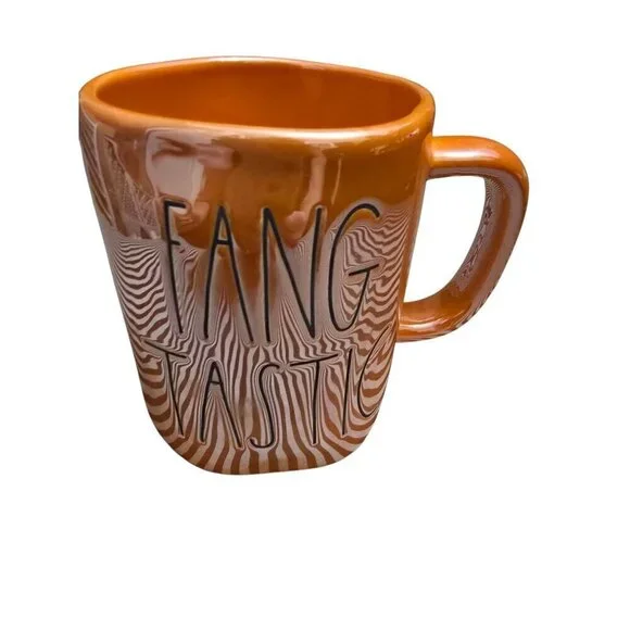 Rae Dunn Halloween Iridescent Fangtastic Orange Coffee Vampire