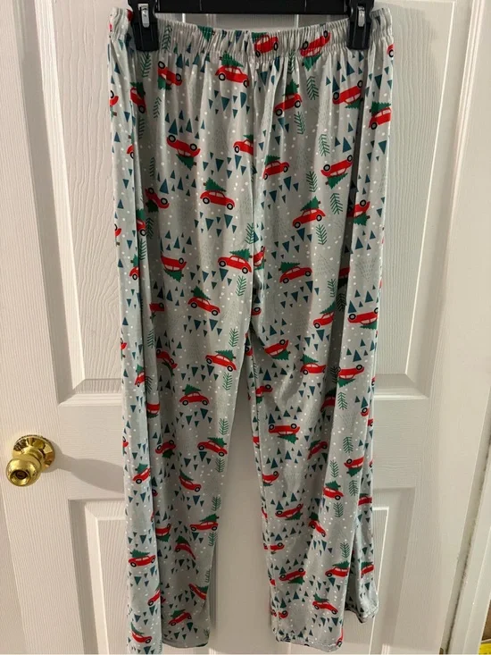 Cozy Women's Light Gray Pajama Pants with Red Car Print