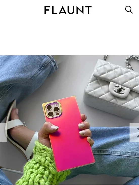 NWT Flaunt Square Pink Iridescent Satin iPhone Case iPhone 15 pro max