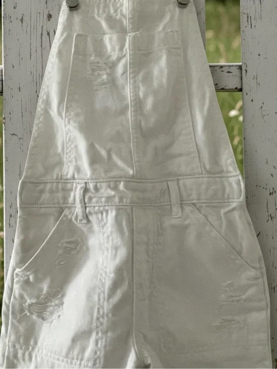 GAP White Cargo Overalls Pants