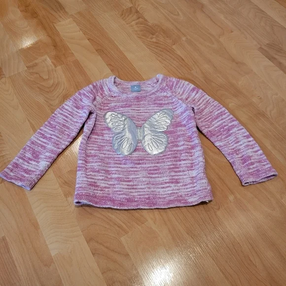 Baby Gap Marbled Cotton Pink Butterfly Sweater Size 2T