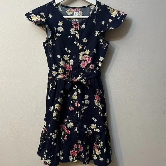 Gap floral dress blue background size 10