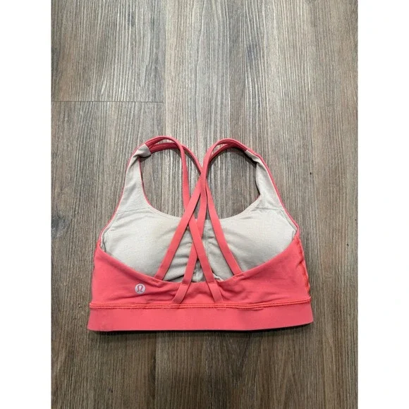 Lululemon Energy Bra Coral Pink Strappy Back Sports Bra Size 4 W2AR0S