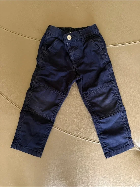 3T Gap toddler boys navy blue Cargo Pants - elastic waist button enclosure knee