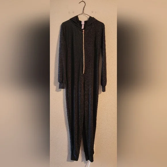 Savage X Fenty Sleep & Shine Hooded Onesie in Black size small