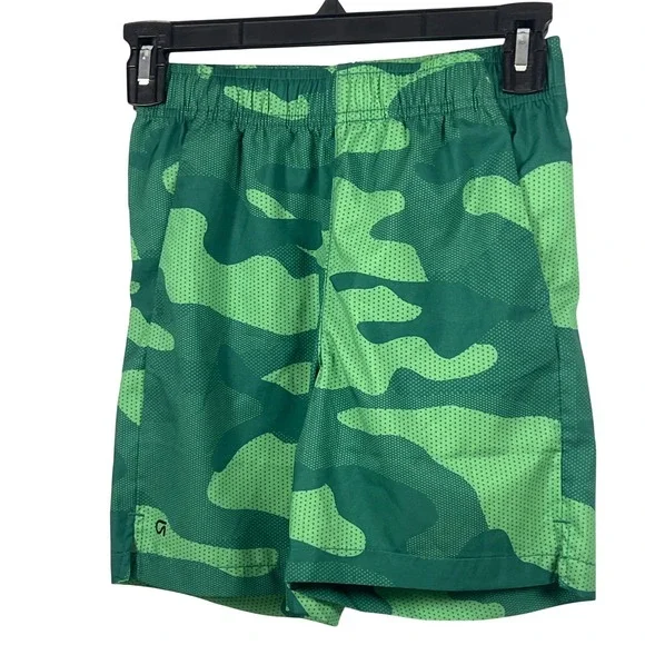 Gap Kids‎ Green Camo Athletic Shorts Sporty Boys Medium Elastic Waist Vacation