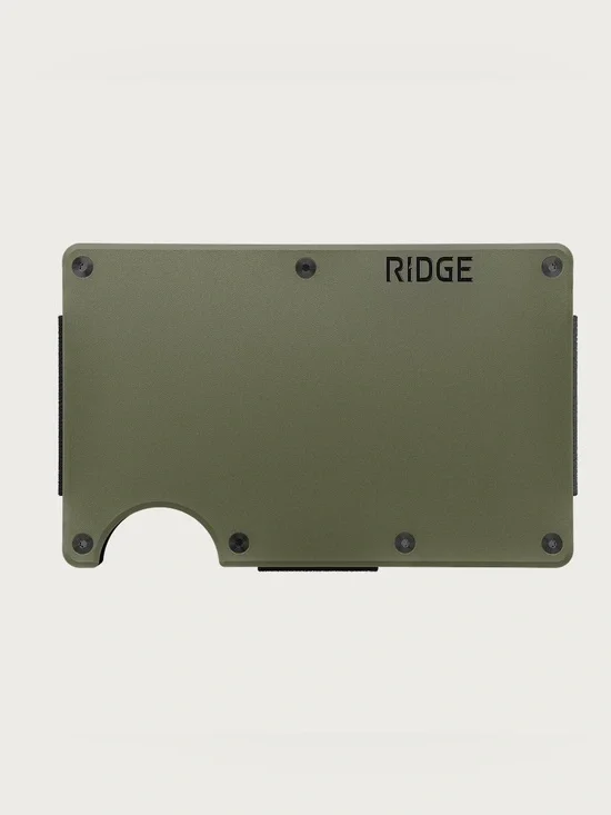 The Ridge Wallet Aluminum Matte Olive with Money Clip
