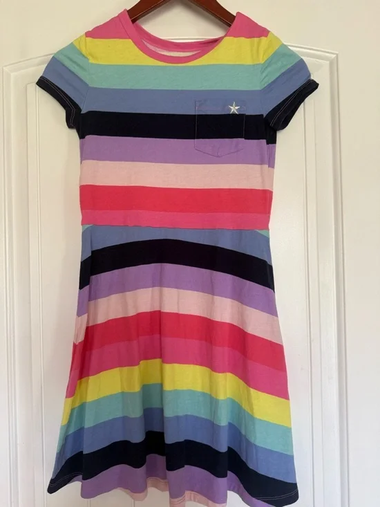 GAP kids Multicolor‎ Rainbow Stripe Short-Sleeve Dress