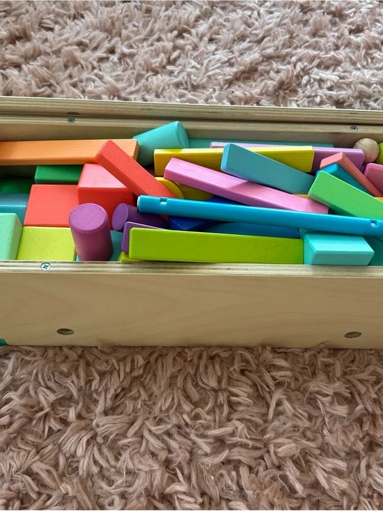 Colorful Wooden Building Block Set for Kids - Multicolor