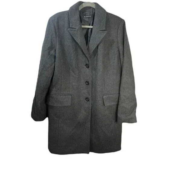 International Concepts Wool‎ Coat with Notch Lapels Large
