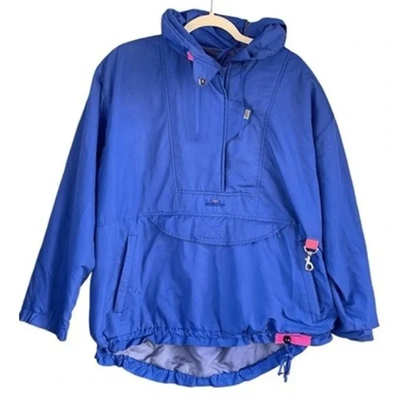 Vintage Obermeyer Thinsulate Ski Pullover Anorak Jacket Blue Pink 80s 90s Unisex